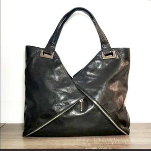 Kooba Black leather Satchel with zipper detail